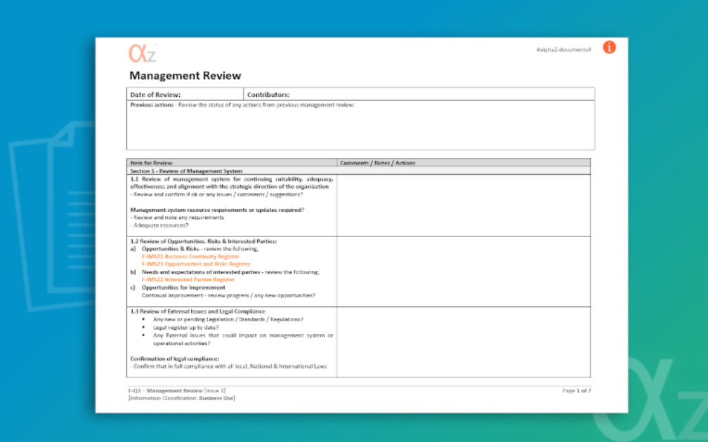 Management Review Template